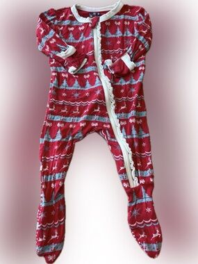 Kickee Pants Red Holiday Print Footed One-Piece